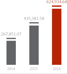 Graph: Group water consumption between 2014 and 2016